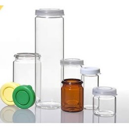 Rollrandflasche 15 ml 48x26x1 mm Klarglas WBK 3 Schnappdeckel HWS 22 VE 130 St.