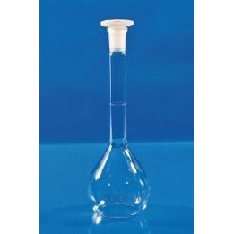 Volumetric flask 50 ml class A borosilicate glass 3.3 stopper PE NS 12/21