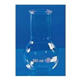 Flat bottom flask 50 ml borosilicate glass 3.3 wide neck beaded rim