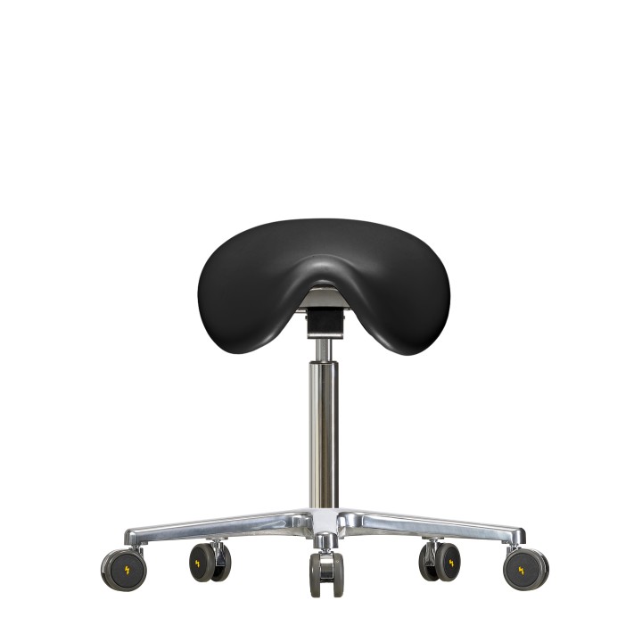 Saddle chair with castors WS3520 PU Classic seat with Soft-PU 490-640 mm