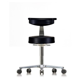 Hocker WS3920 GMP Classic Rückenlehne PUR-Sitz und Armlehne Fuß und Rollen Höhe 510-660 mm