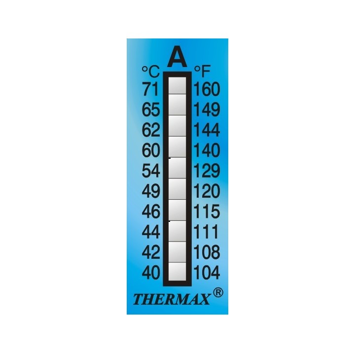 Thermax 10 Level strips irreversible measuring range +132 to +182 °C pack 10 pcs.