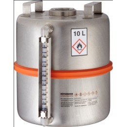 Safety collection barrel with centered plug level indicator stainless steel 10 L unpolished