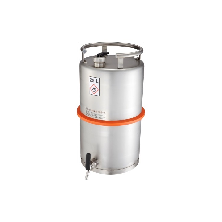 Safety barrel with tap separate ventilation pressure control valve stainless steel 25L un
