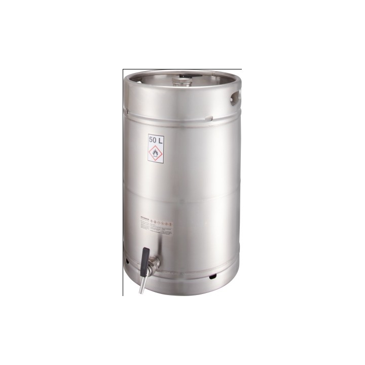 Safety barrel with tap sep. ventilation pressure control valve stainless steel 50L un