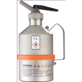 Safety can with metering device pressure control valve stainless steel 1 L handle unpolished