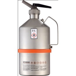 Safety can with metering device pressure control valve stainless steel 2 Lhandle unpolished