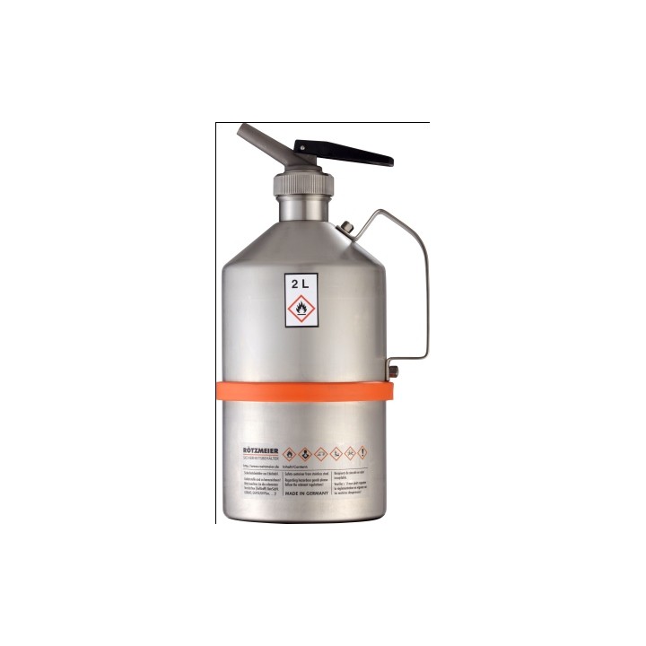 Safety can with metering device pressure control valve stainless steel 2 Lhandle unpolished