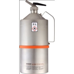 Safety can with metering device pressure control valve stainless steel 5 Lhandle unpolished