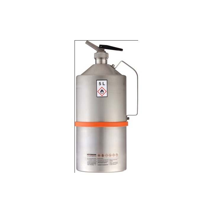 Safety can with metering device pressure control valve stainless steel 5 Lhandle unpolished