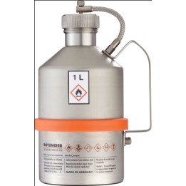 Safety can with screw cap pressure control valve stainless steel 1 L handle unpolished