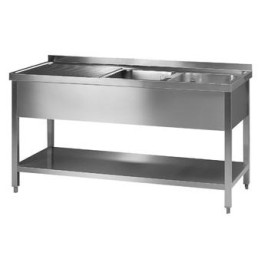 Sink table left 18/10 steel 1500x600x900 mm | Hornik