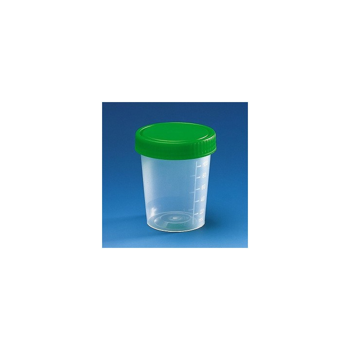 Urinbecher PP 125 ml, grüne Schraubkappe | Hornik