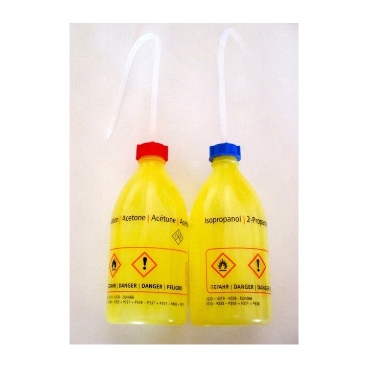 Sicherheitsspritzflasche ohne Druck 1000 ml PE-LD enghals gelb Verschlussfarbe grün