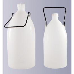 Narrow mouth storage bottle PE-HD 5000 ml with screw cap GL40 and handle