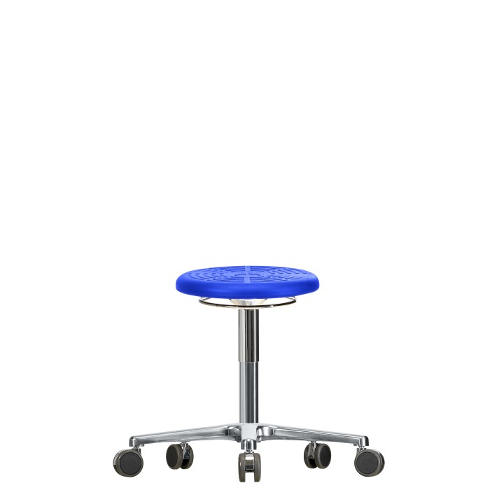 Rotary stool with castors WS3020 PU Classic seat with Soft-PU 450-640 mm ultramarine