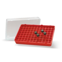 Red PP cryo box, 96 vials, Ø 12 mm | Hornik