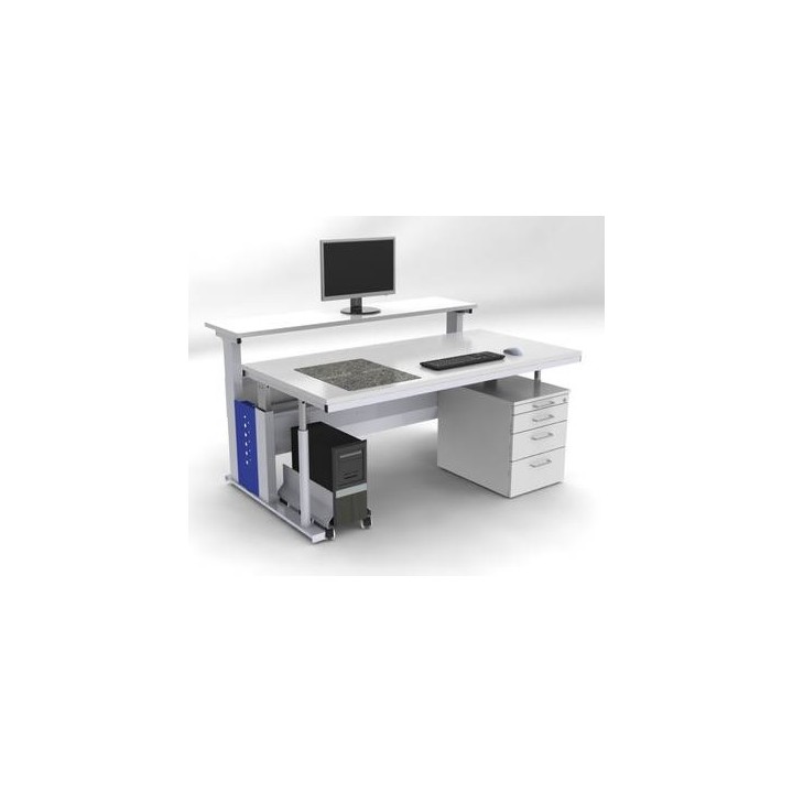 Uchwyt do PC regulowany, białe aluminium, montaż prawy/lewy, wys.: 250-550 mm, szer.: 70-230 mm