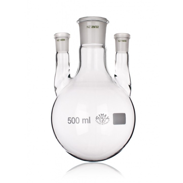Dreihals-Rundkolben 500 ml, NS 29/32, 2 x NS 14/23 | Hornik