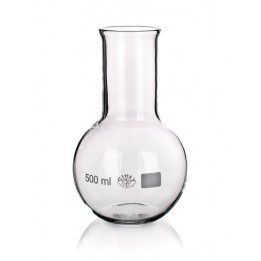Flat bottom flask 50 ml borosilicate glass 3.3 wide neck beaded rim