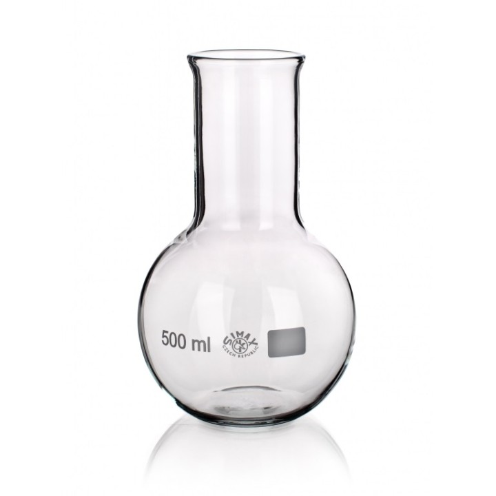 Flat bottom flask 50 ml borosilicate glass 3.3 wide neck beaded rim