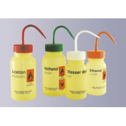 Sicherheitsspritzflasche "Isopropanol" 500 ml PE-LD weithals gelb Verschlussfarbe blau