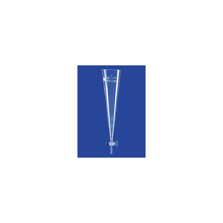 Sedimentiergefäß nach Imhoff weiße Graduierung 0…100 ml + Marke 1000 ml mit Glashahn