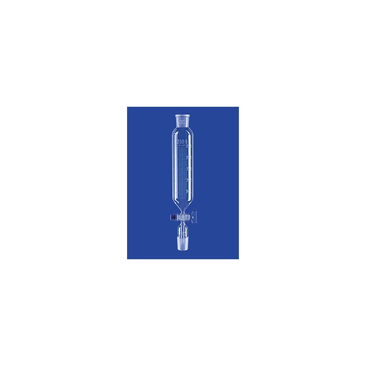 Dropping funnel cylindrical 25 ml:1 ml solid glass plug boro 3.3 NS14/23 pack 2 pcs.