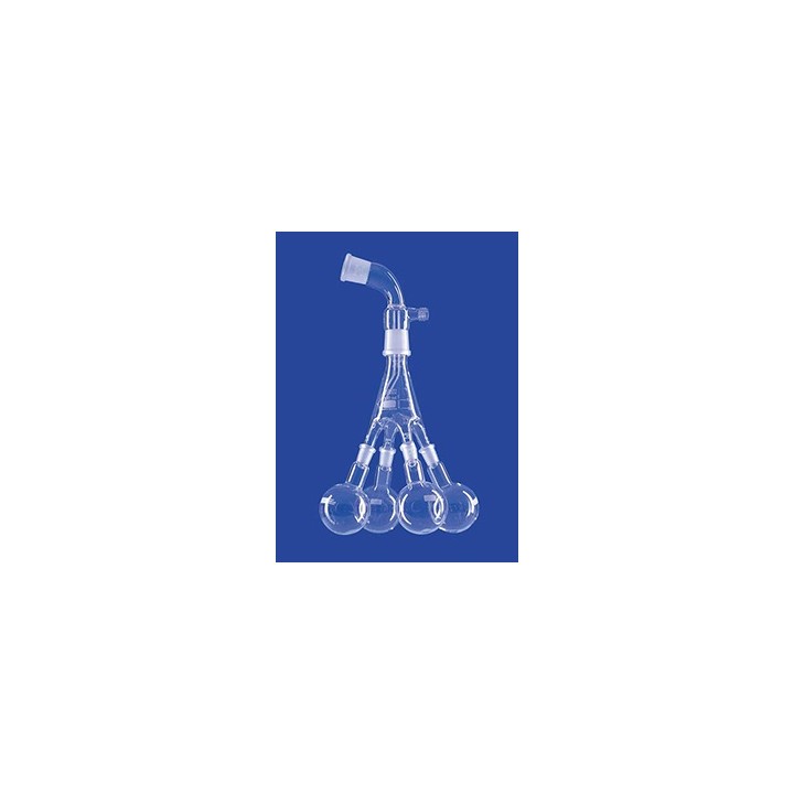 Distilling receiver Bredt 4 flasks NS14/23 bent glass upper NS14/23 mid NS19/26 flasks 50 ml