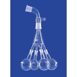 Distilling receiver Bredt 4 flasks NS14/23 bent glass upper NS29/32 mid NS29/32 flasks 100 ml