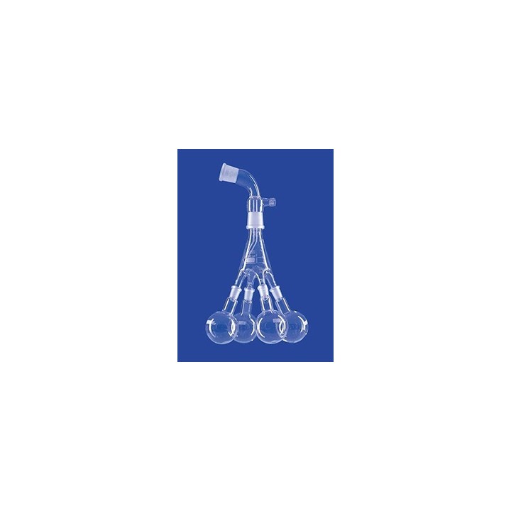 Destilliervorlage Bredt 4 Kolben NS14/23 gebogen Glas obere NS29/32 Mitte NS29/32 Kolben 100 ml