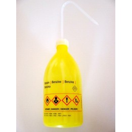 Tryskawka Benzin 1000 ml PE-LD wąskoszyjna żółta światłochronna zakrętka biała