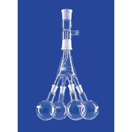 Distilling receiver Bredt 4 flasks NS14/23 straight glass upper NS29/32 mid NS29/32 flasks 100 ml