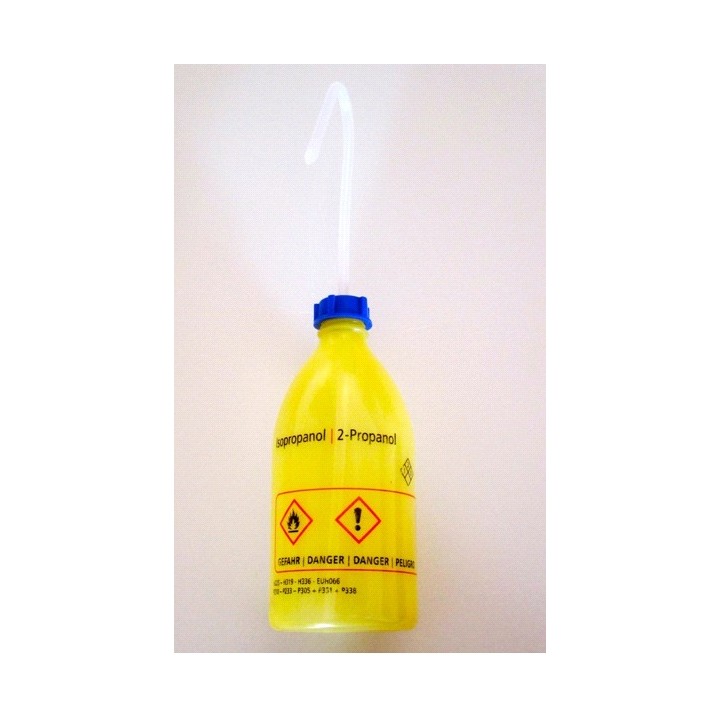 Sicherheitsspritzflasche "Isopropanol" 500 ml PE-LD enghals gelb Verschlussfarbe blau