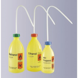Sicherheitsspritzflasche "Dimethylformamid" 500 ml PE-LD enghals gelb Verschlussfarbe natur