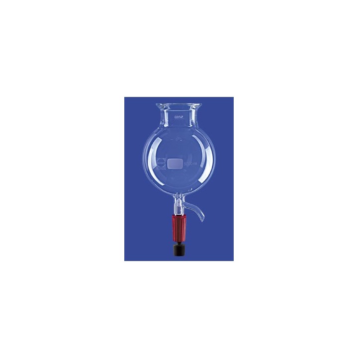 Reaktionsgefäss 0,25 L kugelförmig mit Ventil 10 mm Glas Flansch DN60
