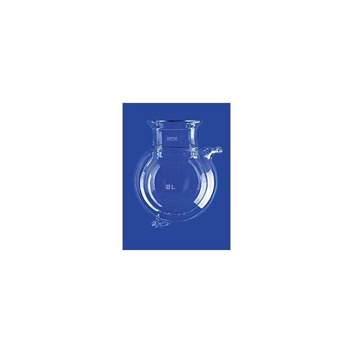 Reaktionsgefäss 6 L kugelförmig mit Temperiermantel GL 18 Glas Flansch DN100