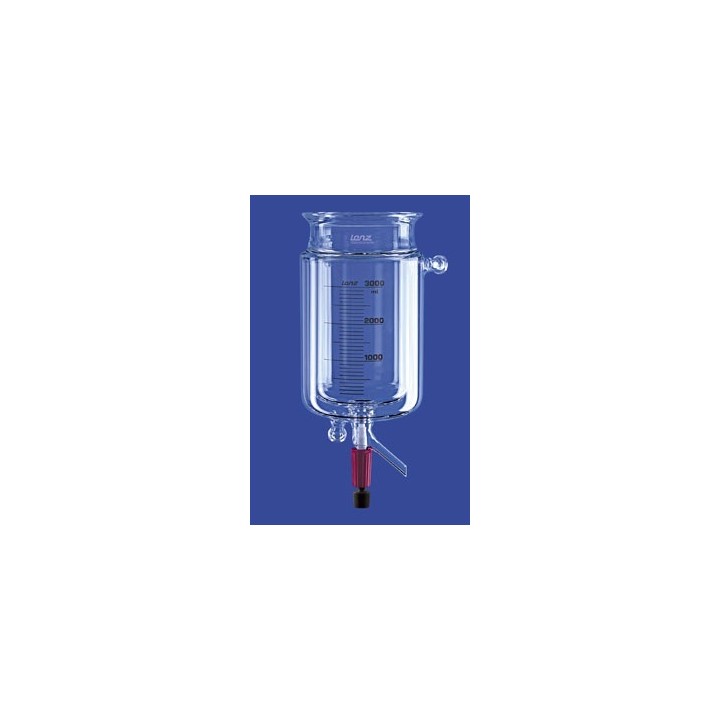 Reaktionsgefäß 3 L zylindrisch mit Temperiermantel Ventil 10 mm GL 18 Glas Flansch DN100