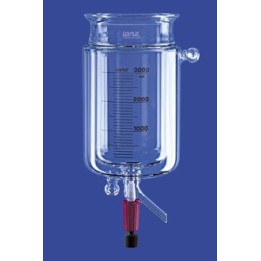 Reaktionsgefäß 5 L zylindrisch mit Temperiermantel Ventil 10 mm KF 15 Glas Flansch DN150