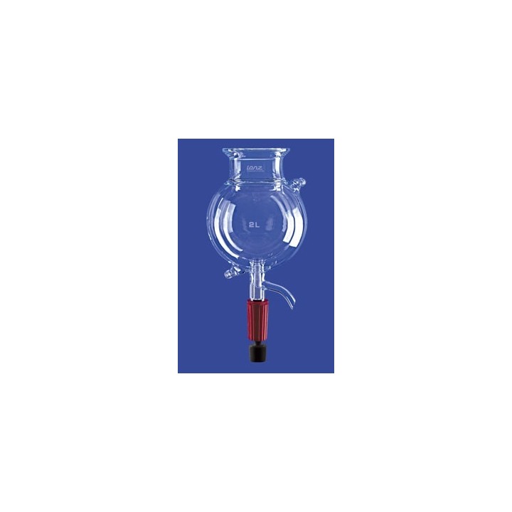 Reaktionsgefäss 2 L kugelförmig mit Temperiermantel Ventil 10 mm/GL18 Glas Flansch DN100