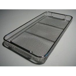 Basket LxWxH 510/254/50 mm stainless steel stackable drop handles mesh 4,64x4,64 mm