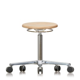 Drehhocker WS3020 Classic Holzsitz Fuß und Rollen Höhe 440-630 mm