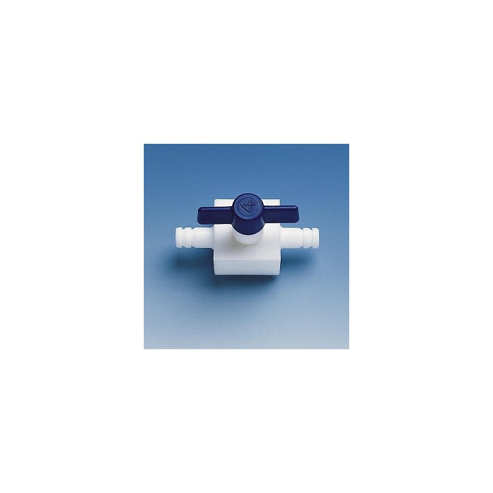 PTFE-Hahn mit Oliven, 3 mm, Bohrung 2 mm, Einweg | Hornik