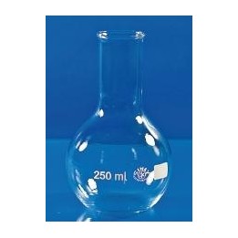 Flat bottom flask 50 ml borosilicate glass 3.3 narrow mouth beaded rim pack 6 pcs.