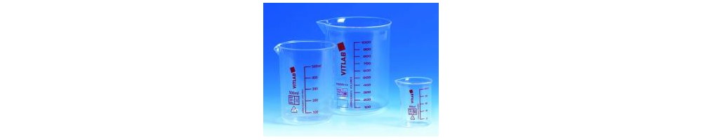 Becher PMP / TPX rote Teilung – Chemiebecher, Volumenmessung
